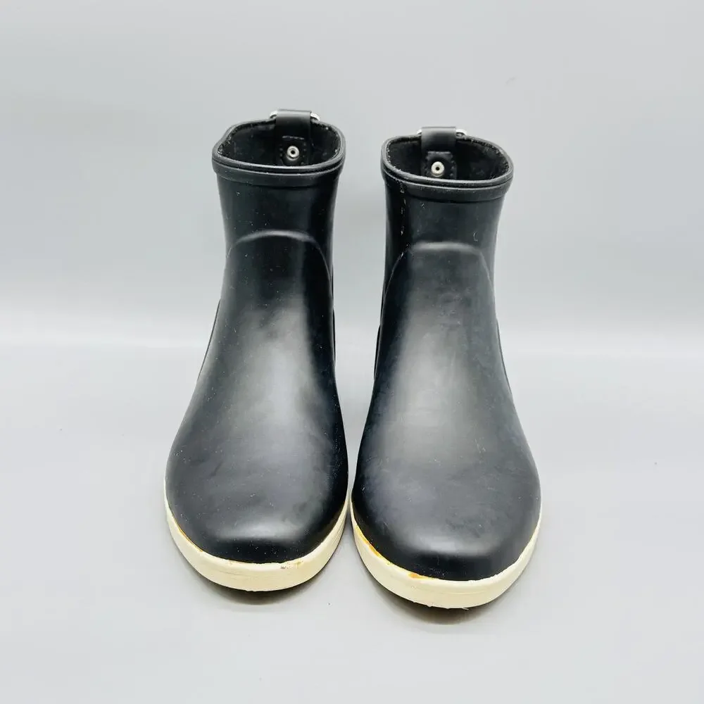 Alice + Whittles Boots Women 7 Black Rubber Ankle Rain Waterproof Madewell Shoes